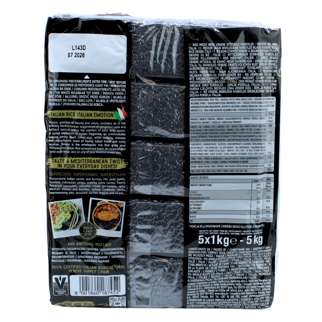 Riso Scotti Venere Black Italian Rice,Bulk (5x 1 kg)