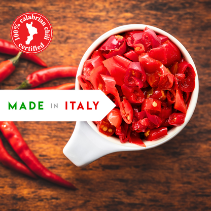L'Oro Del Sud, Sliced Calabrian Chili Pepper, Chopped Rings, (1 kg), Certified Authentic 2.2 lb