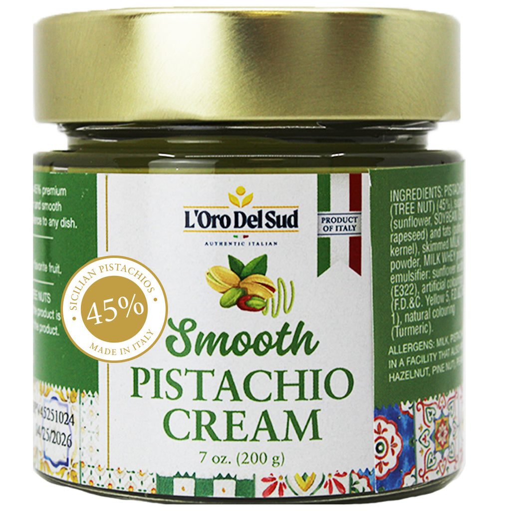 L’Oro Del Sud Pistachio Cream – Premium 45% Sicilian Pistachio Spread, 7 oz (200g), Sweet Pistachio Butter