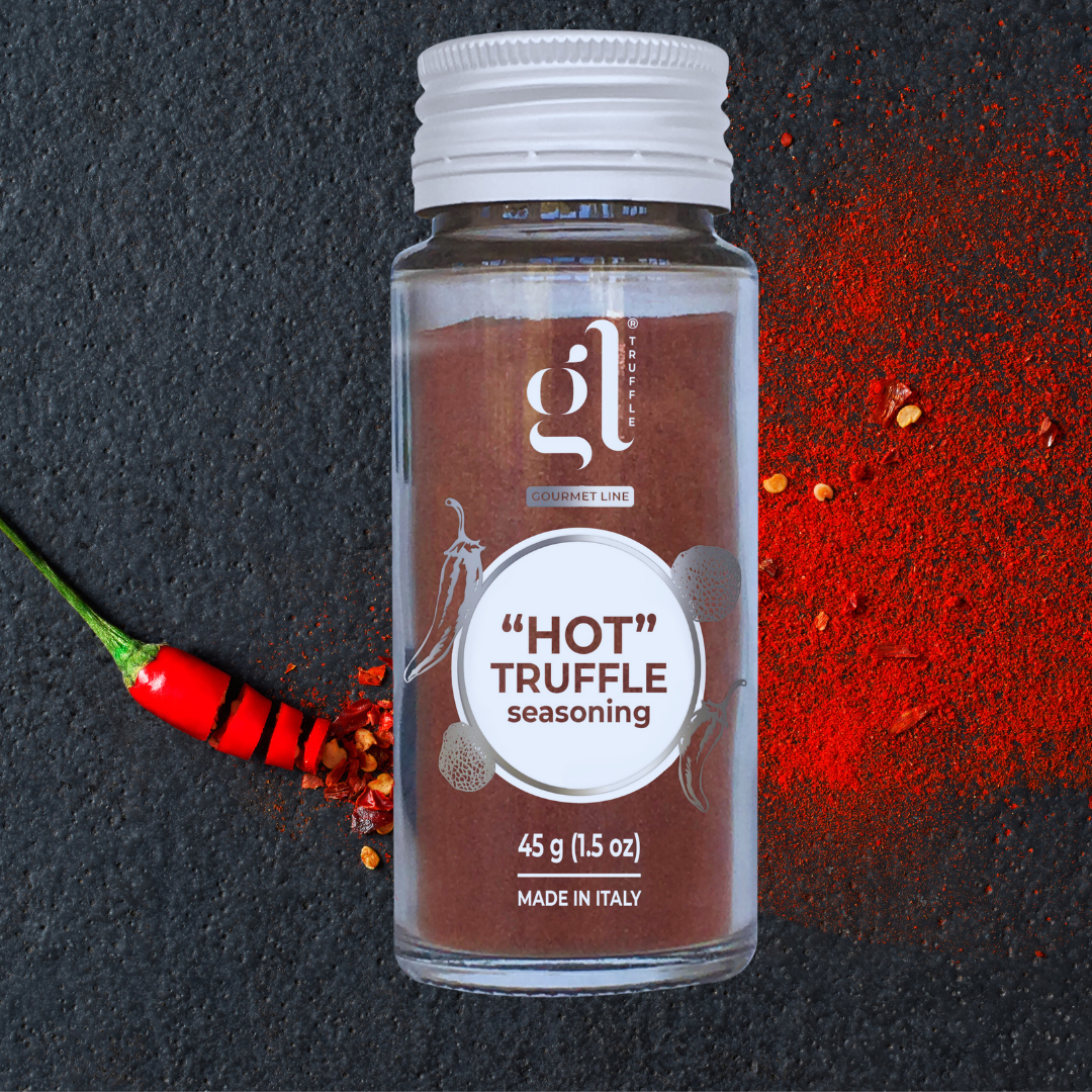 Hot Truffle Seasoning 45g (1.59 oz) of All-Purpose Gourmet Truffle Powder, Mades with dried Chili Pepper & Summer Black Truffle, Non GMO, Product of Italy, by GL Truffle Gourmet Line