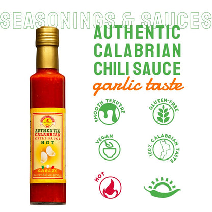 Bottle of TuttoCalabria Authentic Calabrian Chili Sauce with garlic taste on a white background