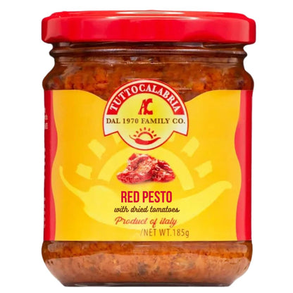 Jar of TuttoCalabria Red Pesto with dried tomatoes, 185g, product of Italy