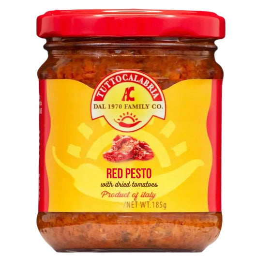 Jar of TuttoCalabria Red Pesto with dried tomatoes, 185g, product of Italy