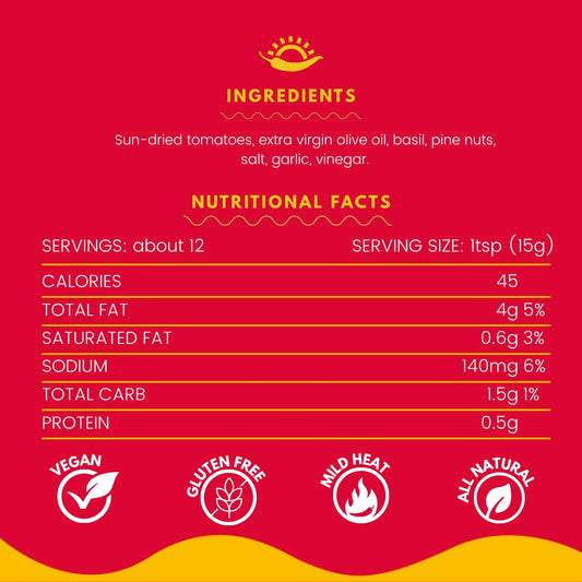 TuttoCalabria Red Pesto with dried tomatoes, 185g, product of Italy