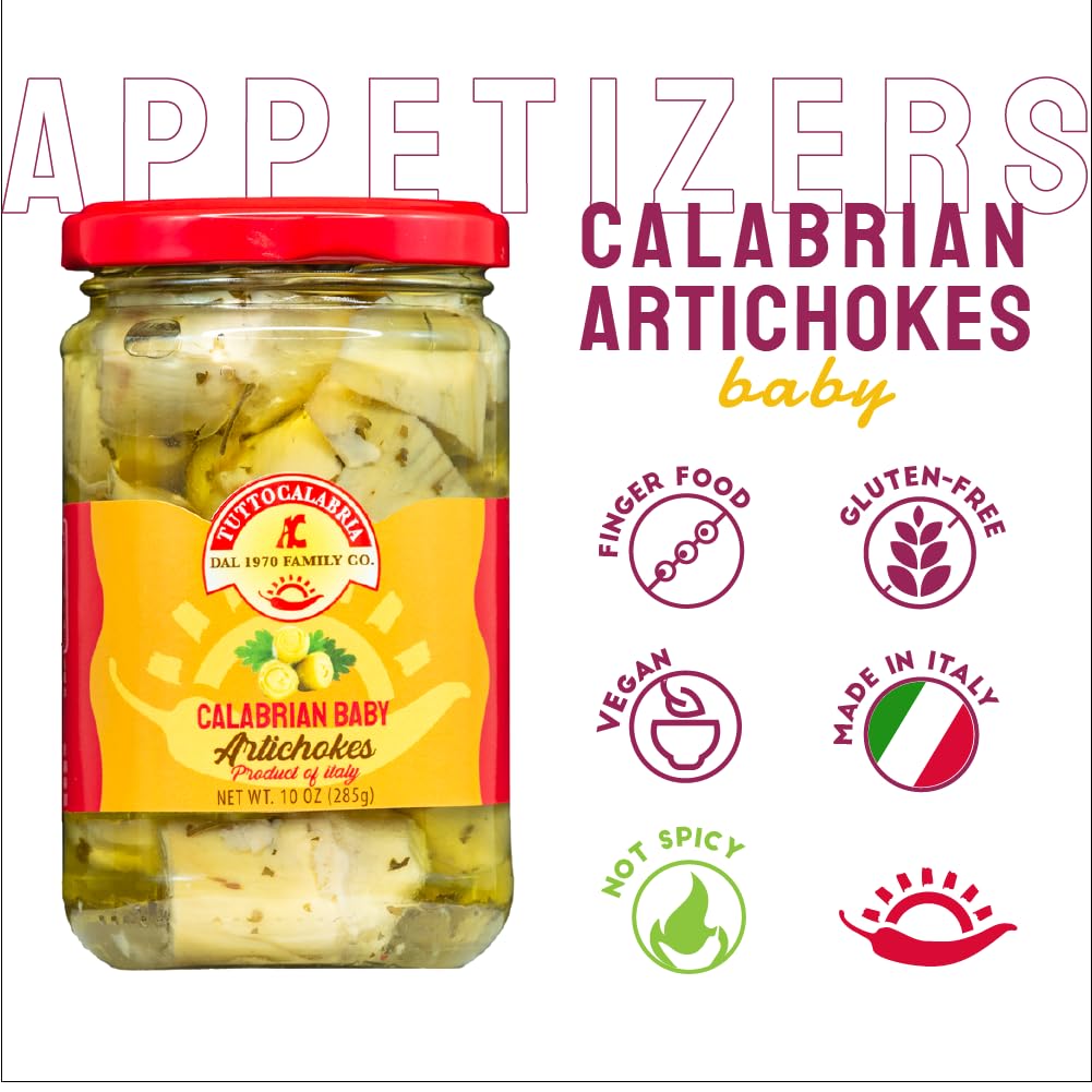 Jar of Tutto Calabria Calabrian Baby Artichokes, product of Italy, 10 oz (285g)