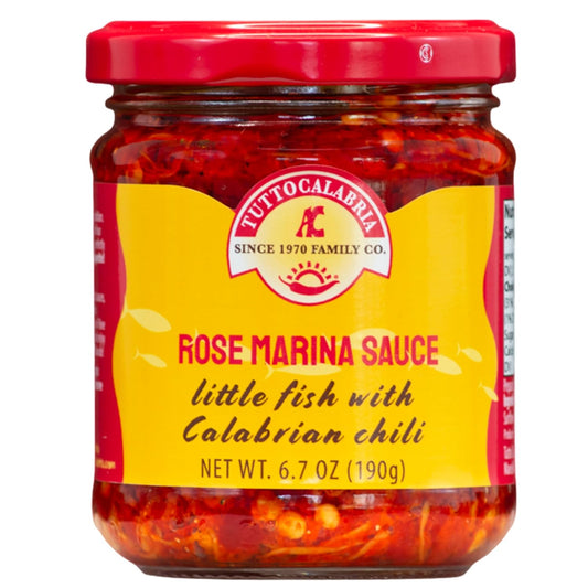 Tutto Calabria Rose Marina Sauce 190g jar, made with little fish and Calabrian chili, product of Italy