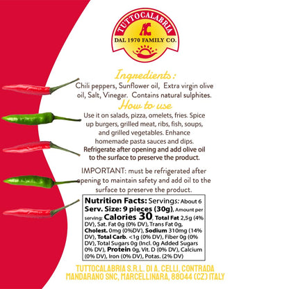 Tuttolocalabria product label with ingredients, uses, and nutrition facts on a red and white background.