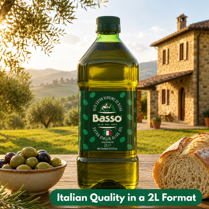 Basso 1904 100% Italian Extra Virgin Olive Oil – Cold Extracted – 67.6 fl oz (2 L)