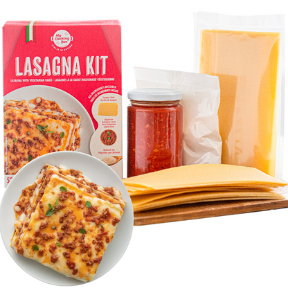 My Cooking Box, Lasagna Meal Kit with Vegetarian Rag Product of Italy Serves 2 to 4 Includes Lasagna Sheets, Vegetarian Bolognese Sauce, Bechamel Mix