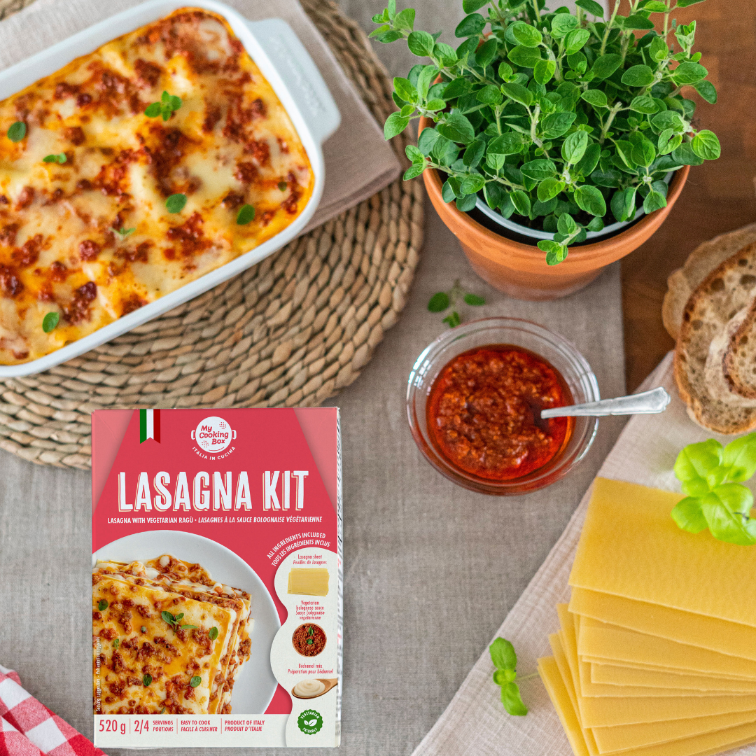 My Cooking Box, Lasagna Meal Kit with Vegetarian Rag Product of Italy Serves 2 to 4 Includes Lasagna Sheets, Vegetarian Bolognese Sauce, Bechamel Mix