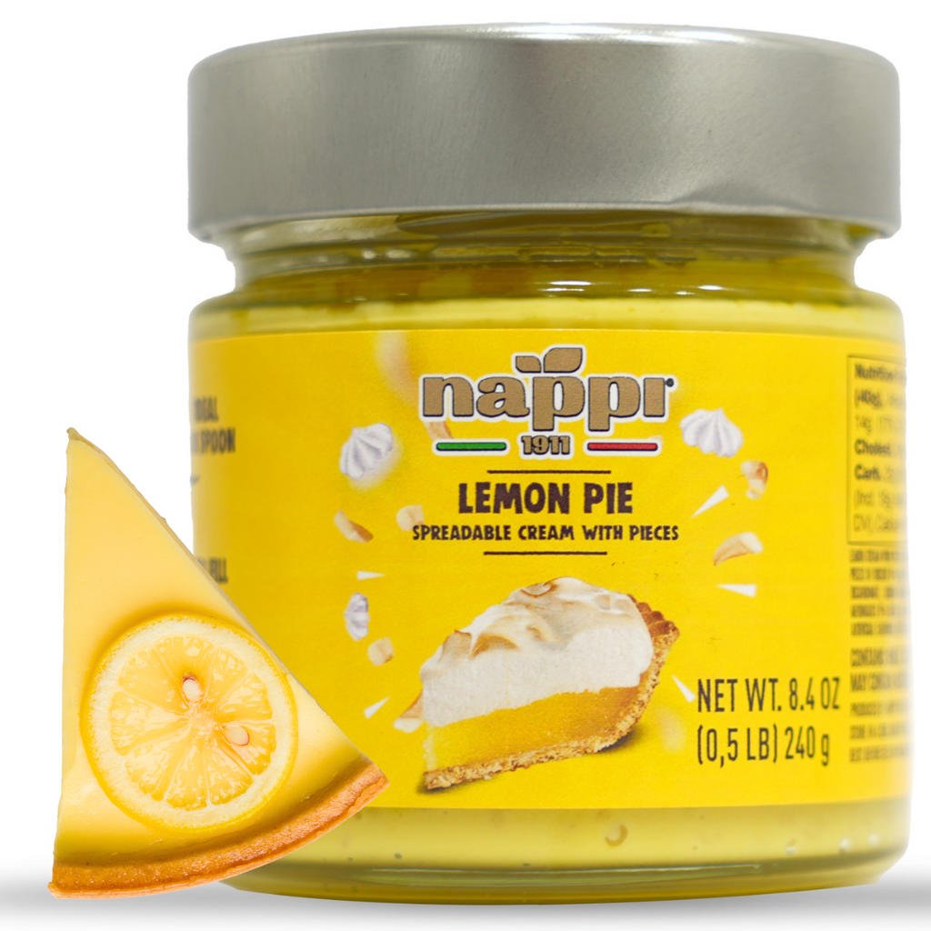Nappi 1911, Lemon Pie, Sweet Spreadable Lemon Butter, Crunchy Cream Spread, 8.4 oz (240g)