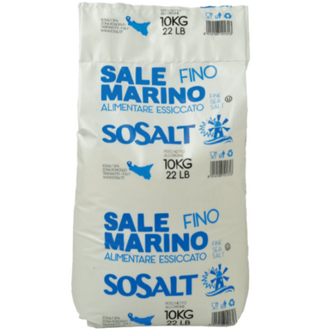 Fine Sea Salt from Sicily, Foodservice Bulk Bag, (10kg) 22 lb, All Natural, Mediterranean Sea Salt Bulk, Kosher, SoSalt Dal Mare Di Trapani