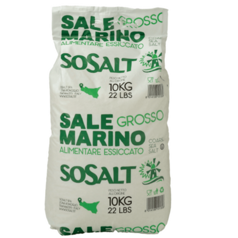 Coarse Natural Sea Salt, 22 lbs (10 kg) SoSalt, Sicilian, Mediterranean, Bulk, Foodservice Bucket.