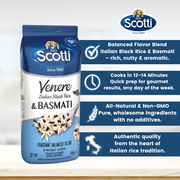 Venere Italian Black Rice & Basmati Rice, 17.6oz (500g)