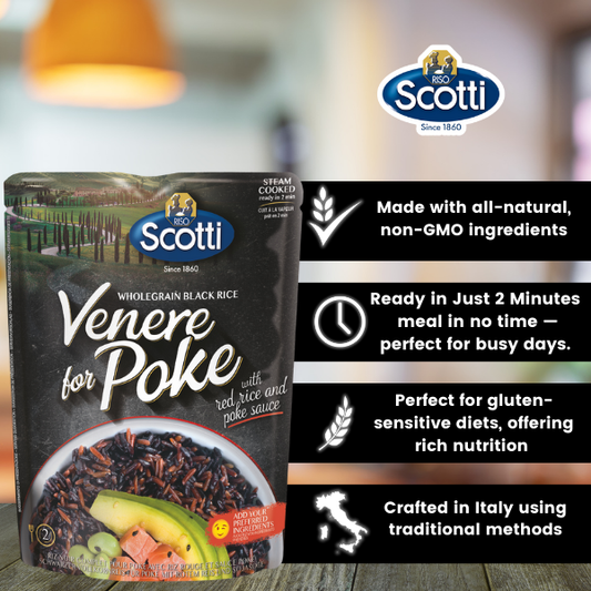 Riso Scotti Venere Black "Poke" Rice - Steamed, Riso Scotti