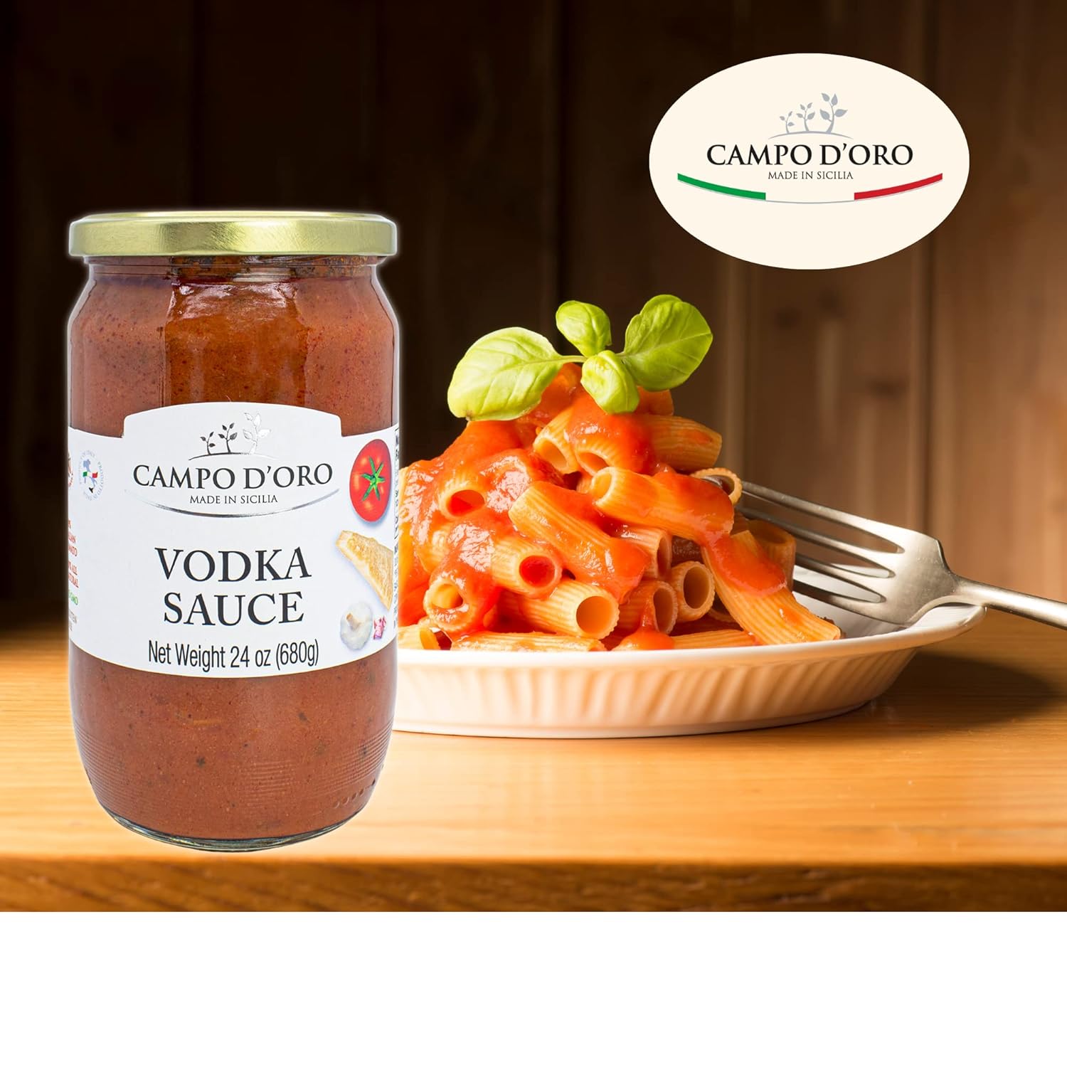 Jar of Campo D’Oro vodka sauce with Parmigiano Reggiano and Italian tomatoes 680g authentic Italian pasta sauce