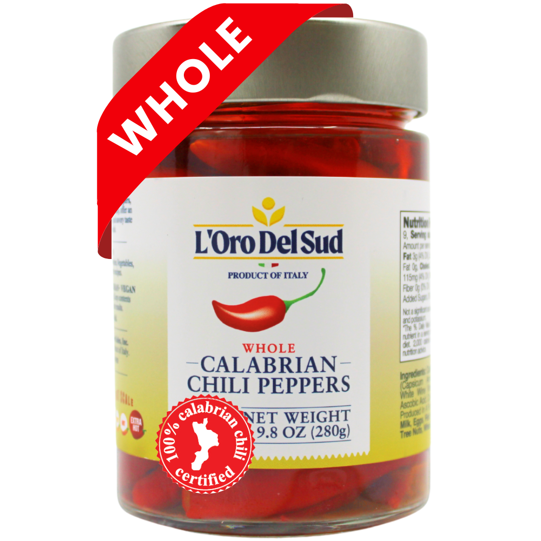 L'Oro Del Sud Whole Calabrian Chili Peppers (9oz Jar)