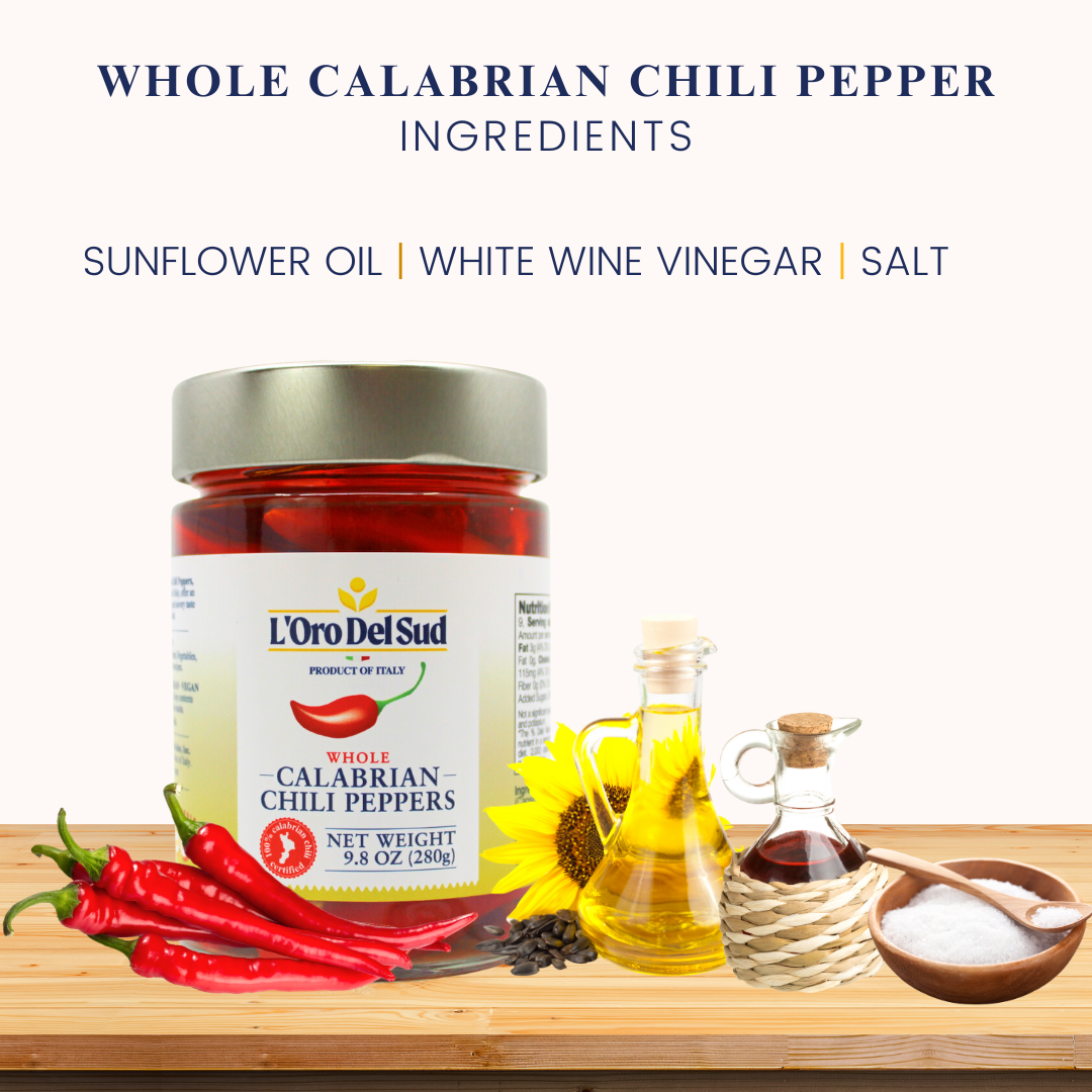 L'Oro Del Sud Whole Calabrian Chili Peppers (9oz Jar)