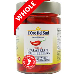 L'Oro Del Sud Whole Calabrian Chili Peppers (9oz Jar)