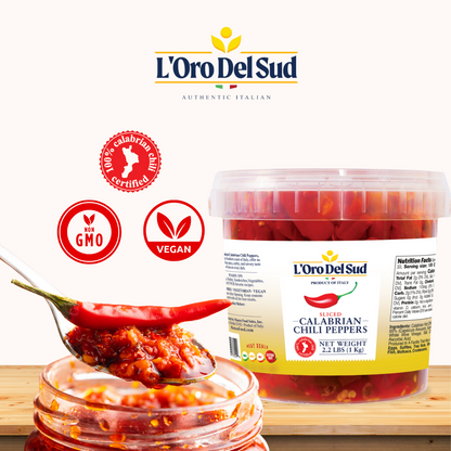 L'Oro Del Sud,  Whole Calabrian Chili Peppers in Oil, 2.2 lb (1 kg)