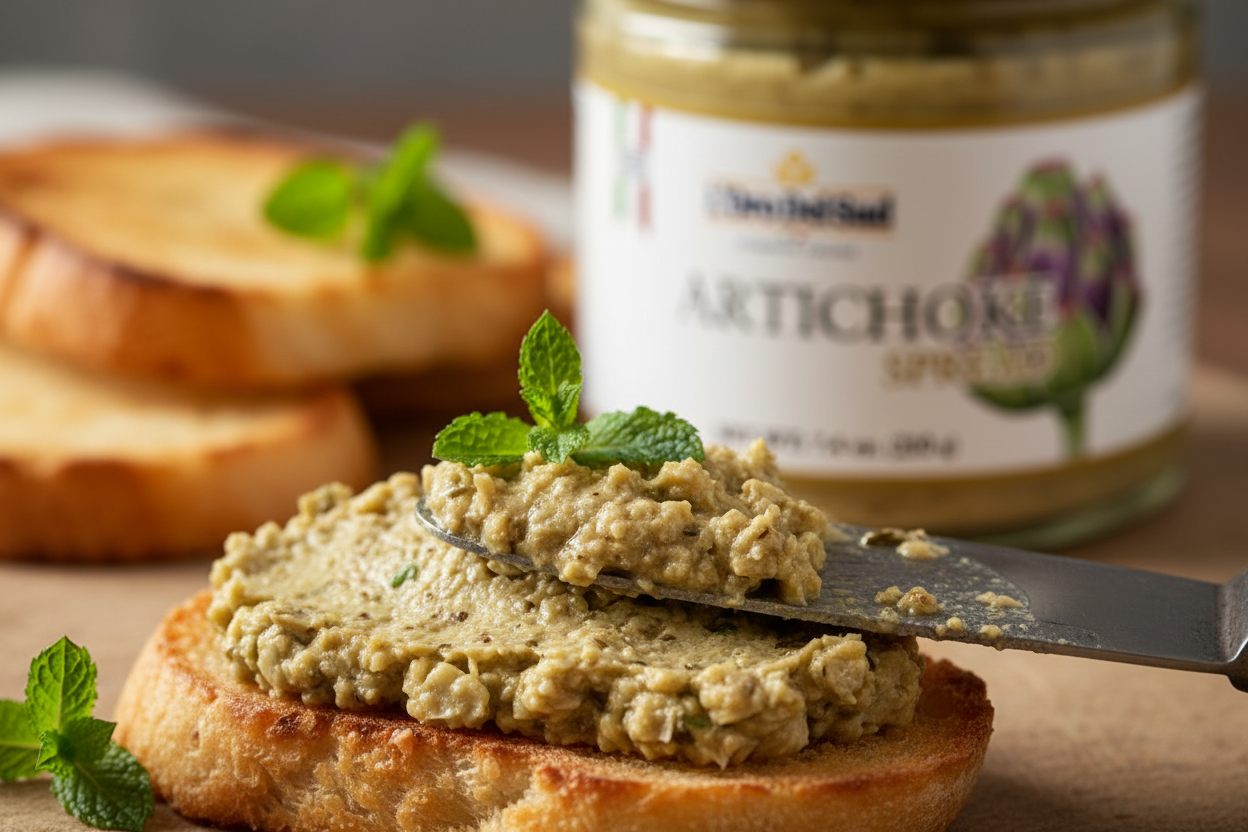 Authentic Italian artichoke spread with a smooth, velvety texture and savory flavor. Perfect for bruschetta, pasta, pizza, and charcuterie boards
