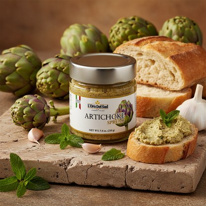 Authentic Italian artichoke spread with a smooth, velvety texture and savory flavor. Perfect for bruschetta, pasta, pizza, and charcuterie boards