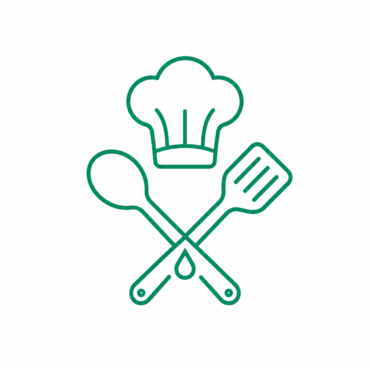 Basso culinary versatility icon with chef hat and cooking utensils.