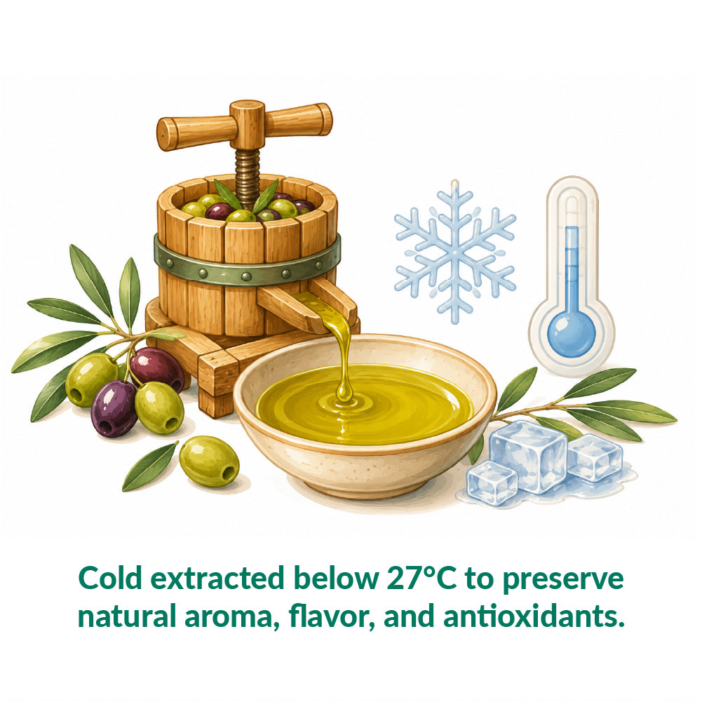 Basso extra virgin olive oil cold extracted below 27°C to preserve aroma and flavor
