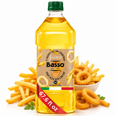 Basso 1904 Italian FRITTÒ Frying Oil – High Oleic Sunflower & Grapeseed Blend – 67.6 fl oz (2 L)