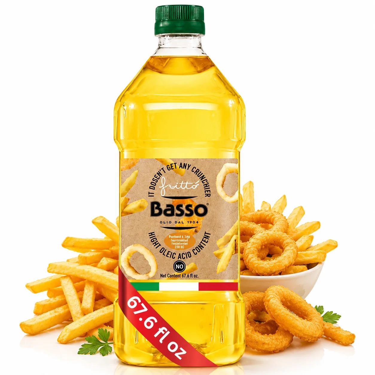Basso 1904 Italian FRITTÒ Frying Oil – High Oleic Sunflower & Grapeseed Blend – 67.6 fl oz (2 L)