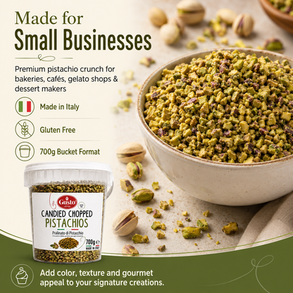 Gusto Etna Candied Chopped Pistachios, 700g / 24.7 oz – Italian Pralinated Pistachios for Baking, Gelato, Pastries & Desserts