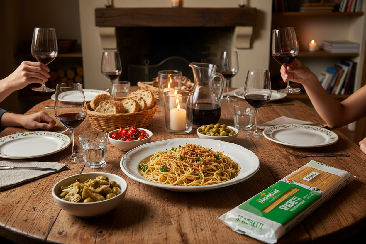 Family Italian dinner table