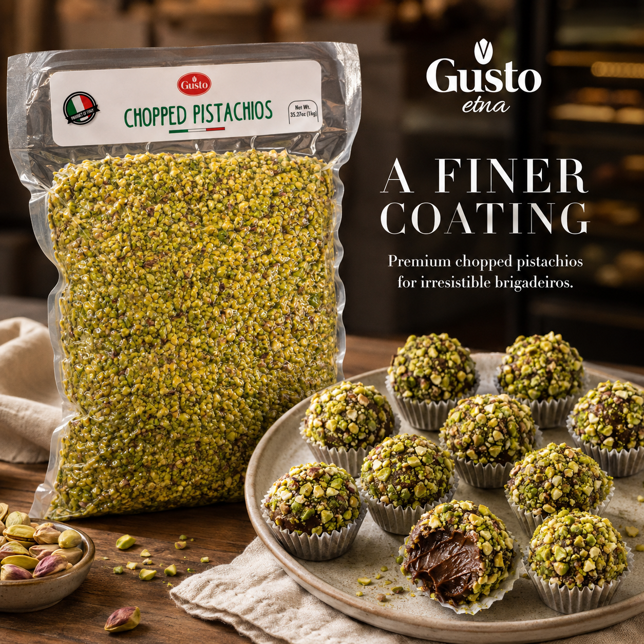 Gusto Etna Raw Chopped Pistachios – 1kg / 2.2 lb Bulk
