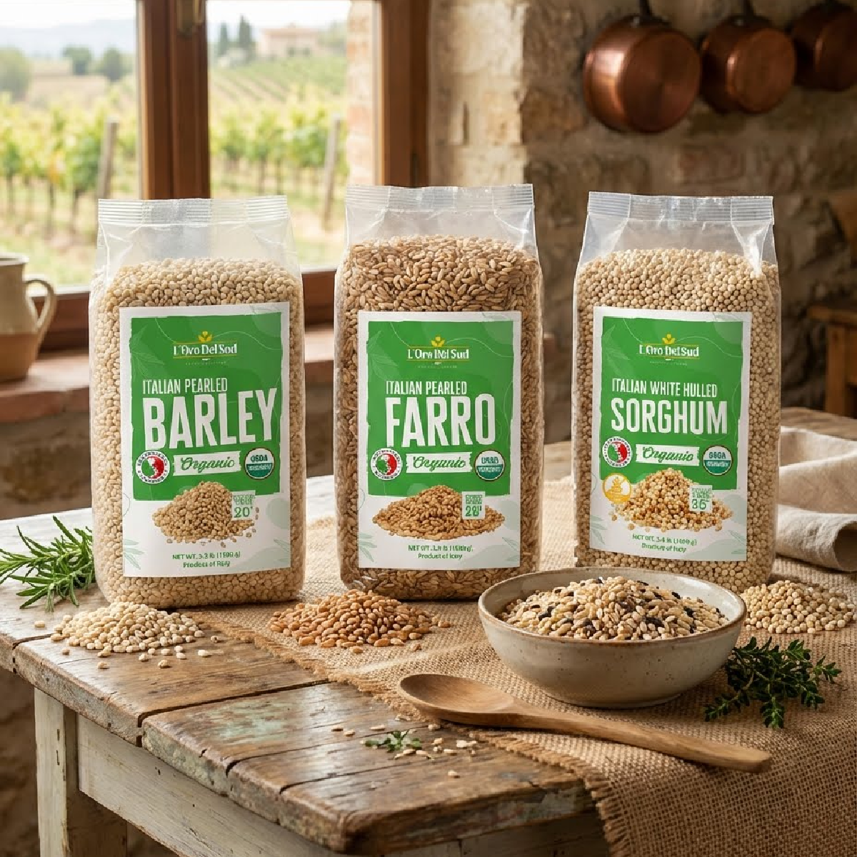 L'Oro Del Sud, Organic Pearled Barley, (1.5 kg) 3.3 lb