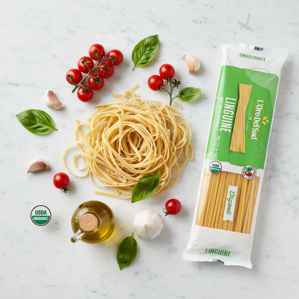 Linguine flat lay