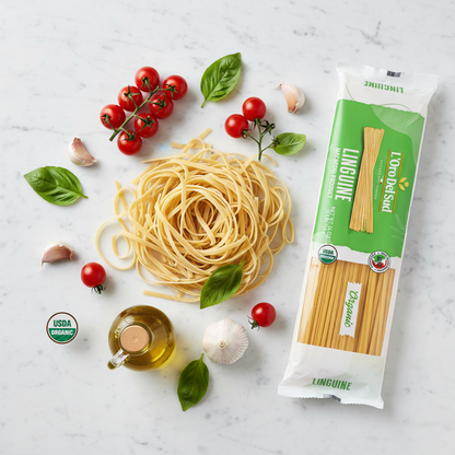 Linguine flat lay