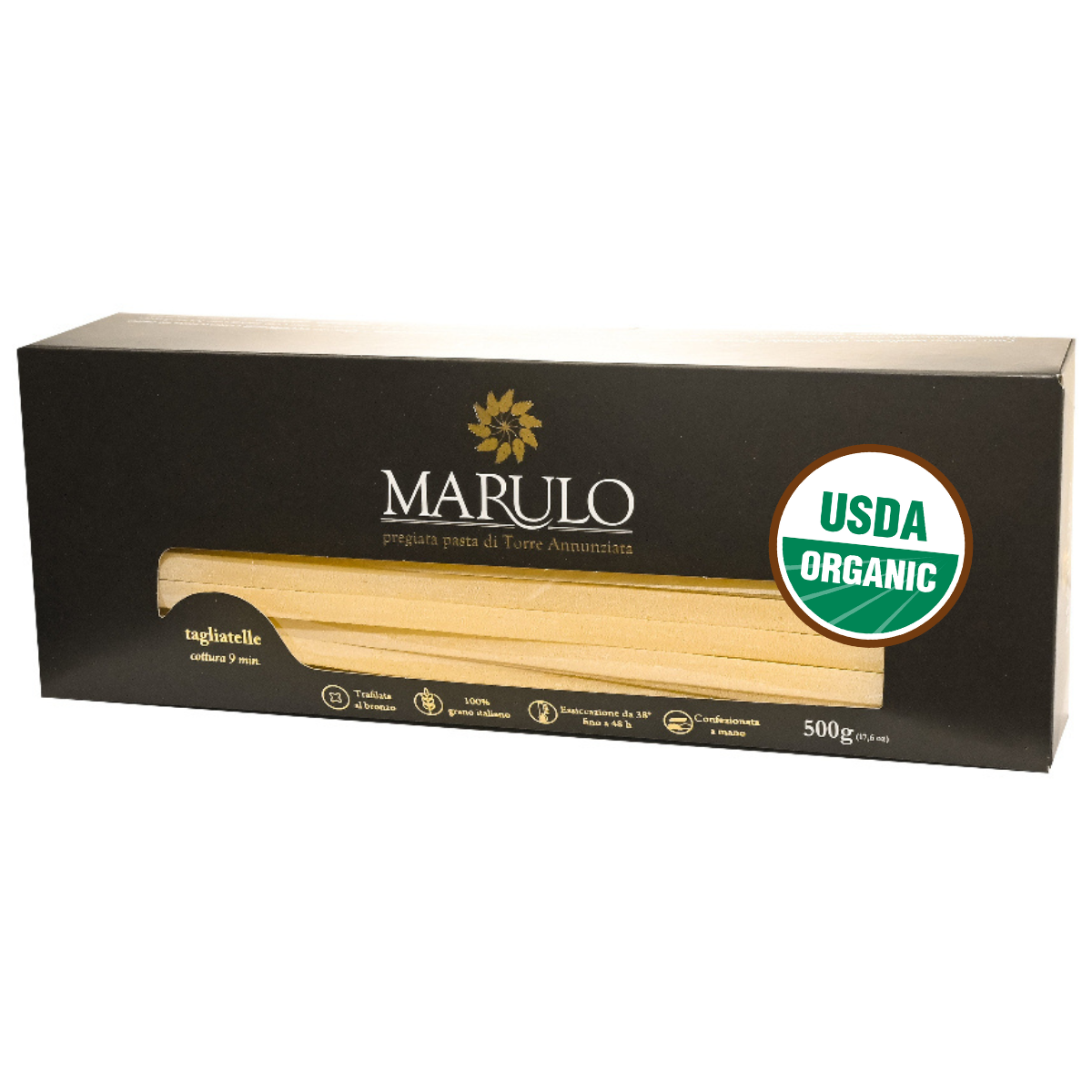 Marulo Organic Tagliatelle Homemade Artisan Pasta is a Gourmet Bronze Cut Pasta