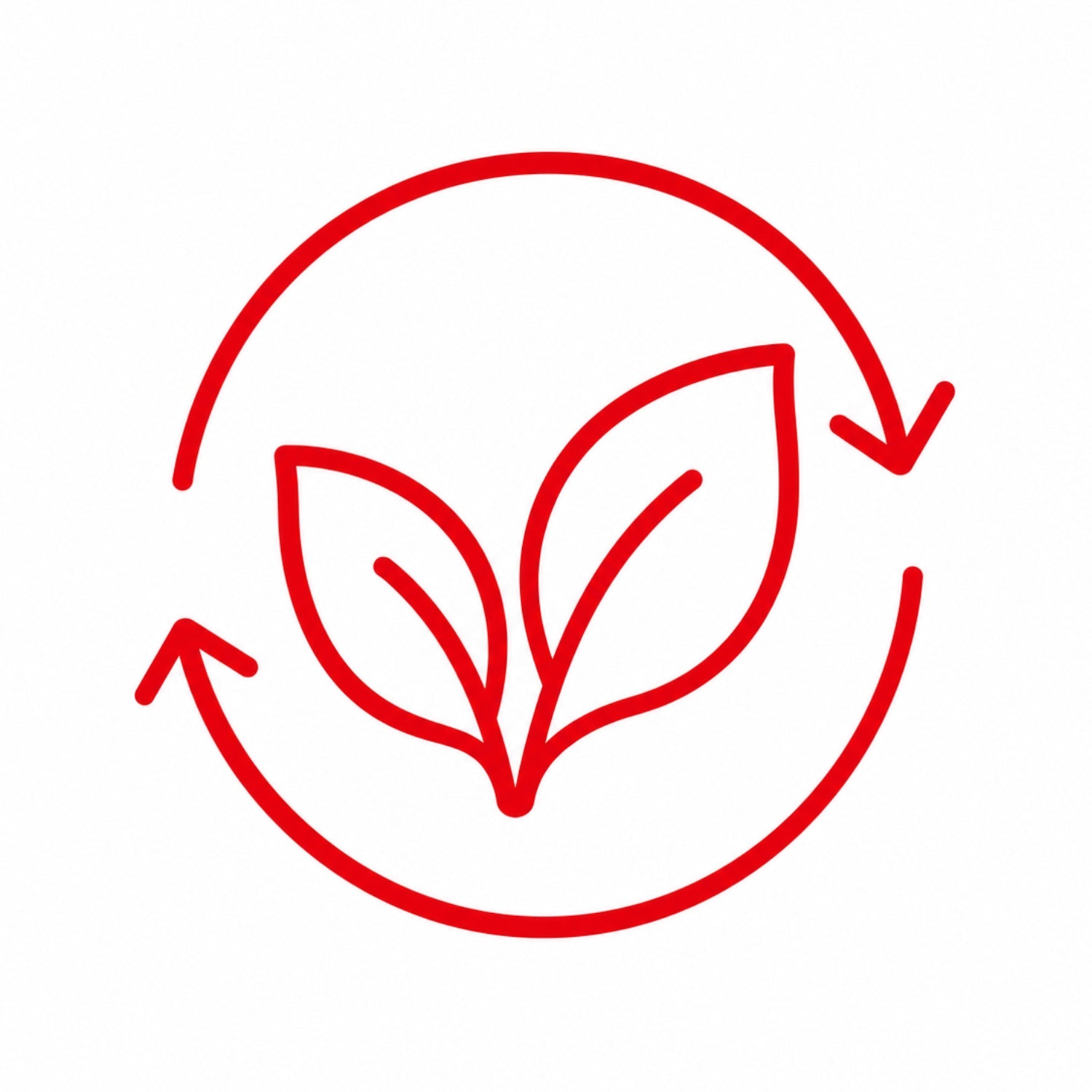 Mazzoni sustainability icon with leaves and circular recycling arrows