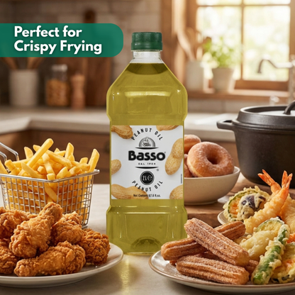 Basso 1904 Italian Peanut Oil – High Smoke Point Frying Oil – 67.6 fl oz (2 L)