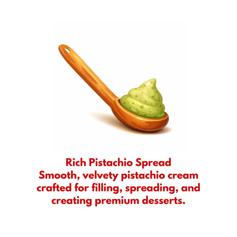 Smooth pistachio cream spread used for desserts and fillings