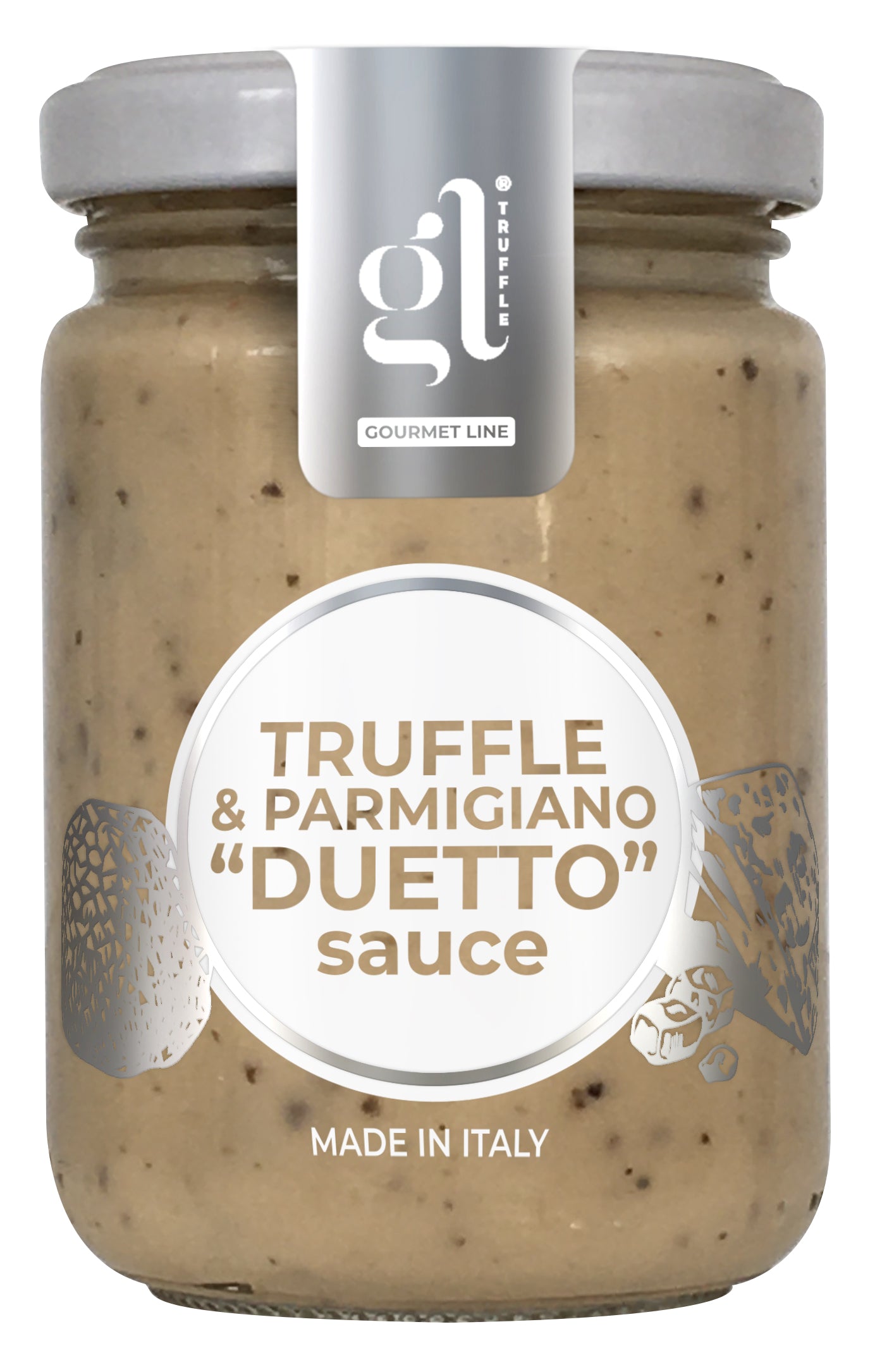 Creamy sauce with DOP Parmigiano Reggiano and Chopped Black Summer Truffle - Superior quality and a unique flavor profile.