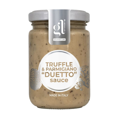 Creamy sauce with DOP Parmigiano Reggiano and Chopped Black Summer Truffle - Superior quality and a unique flavor profile.
