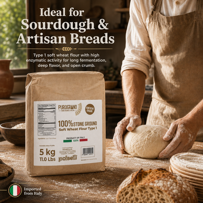 Italian-milled for consistent mixing, shaping, and baking performance, this Type 1 flour is ideal for both weekend pizza nights and professional kitchen workflows.