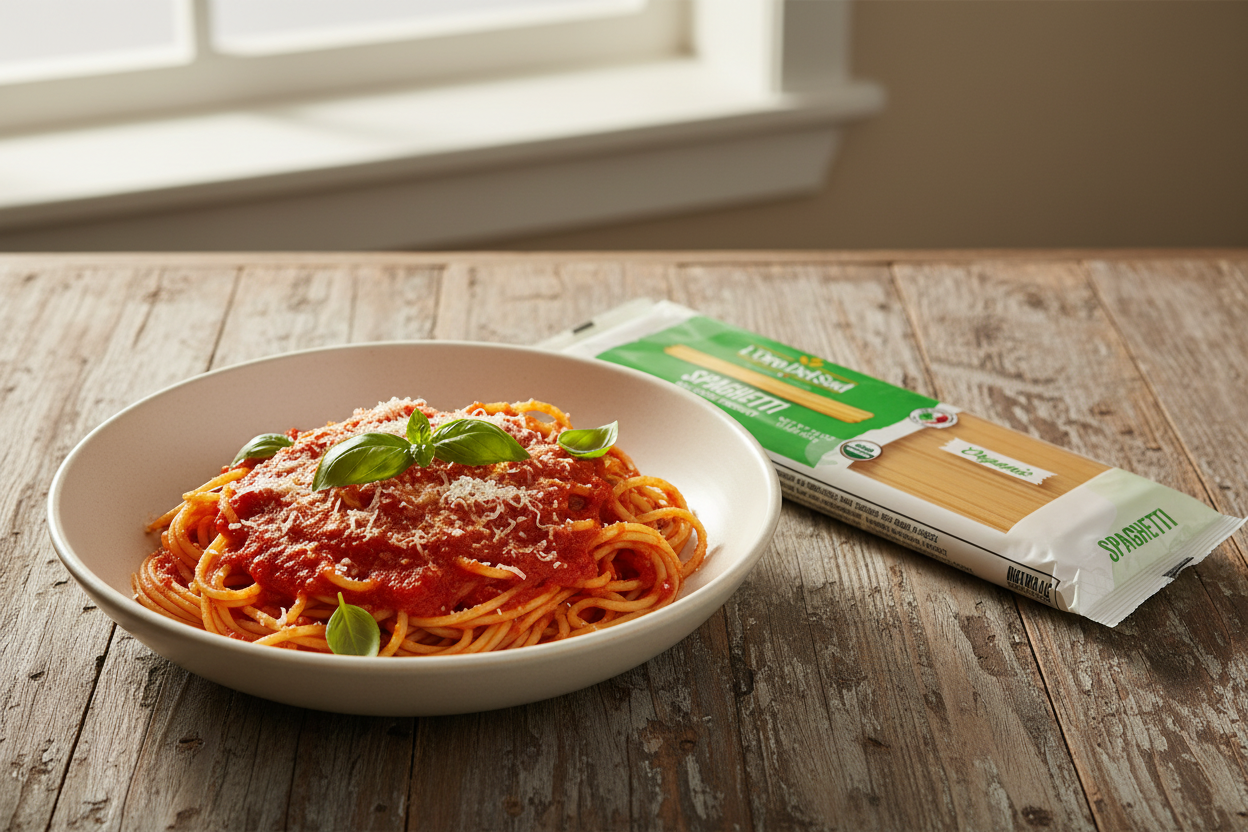 Spaghetti with tomato sauce lifestyle