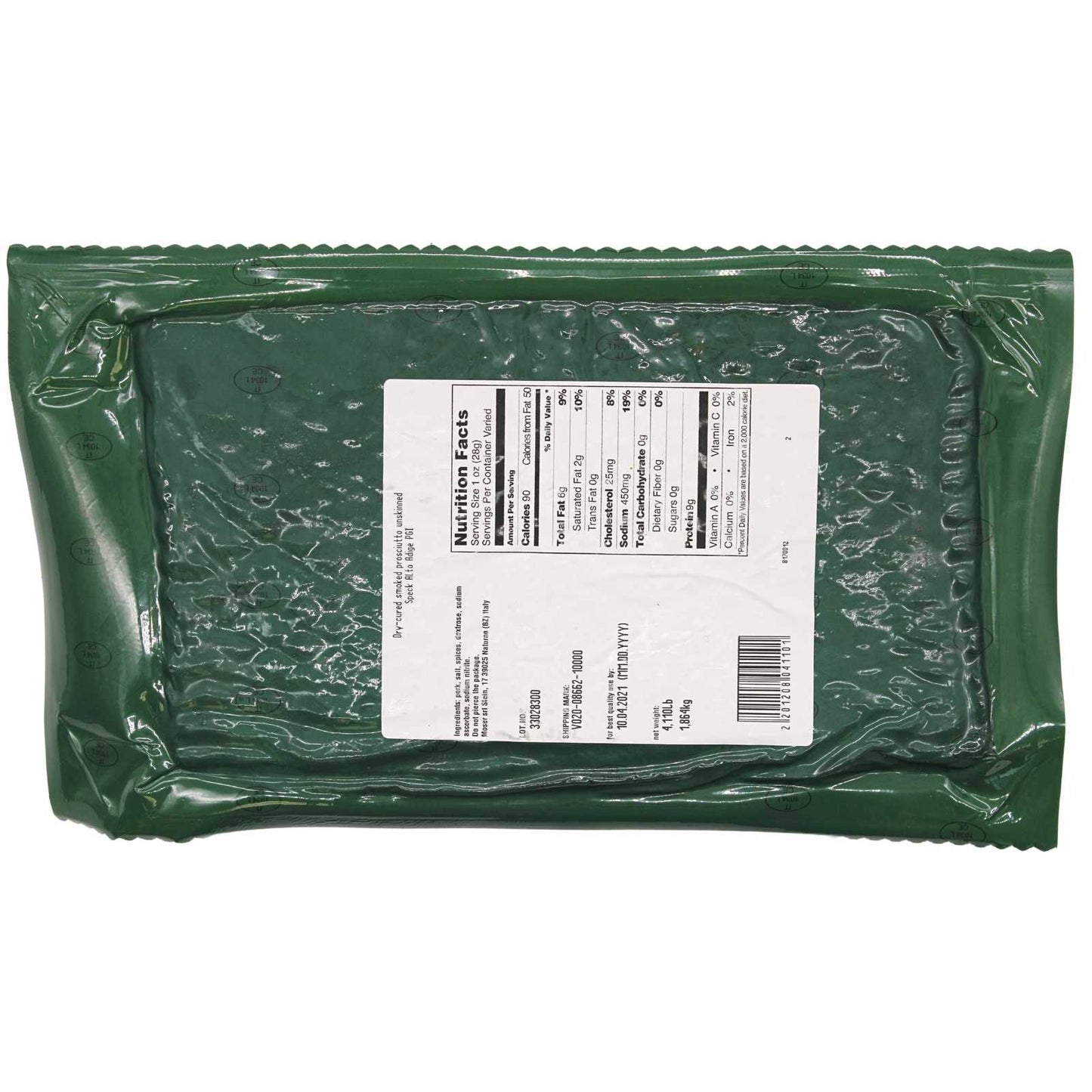 SPECK | Smoked Cured Ham - Prosciutto | Weight approx. 5 lbs | by Moser brand Nutritional Facts