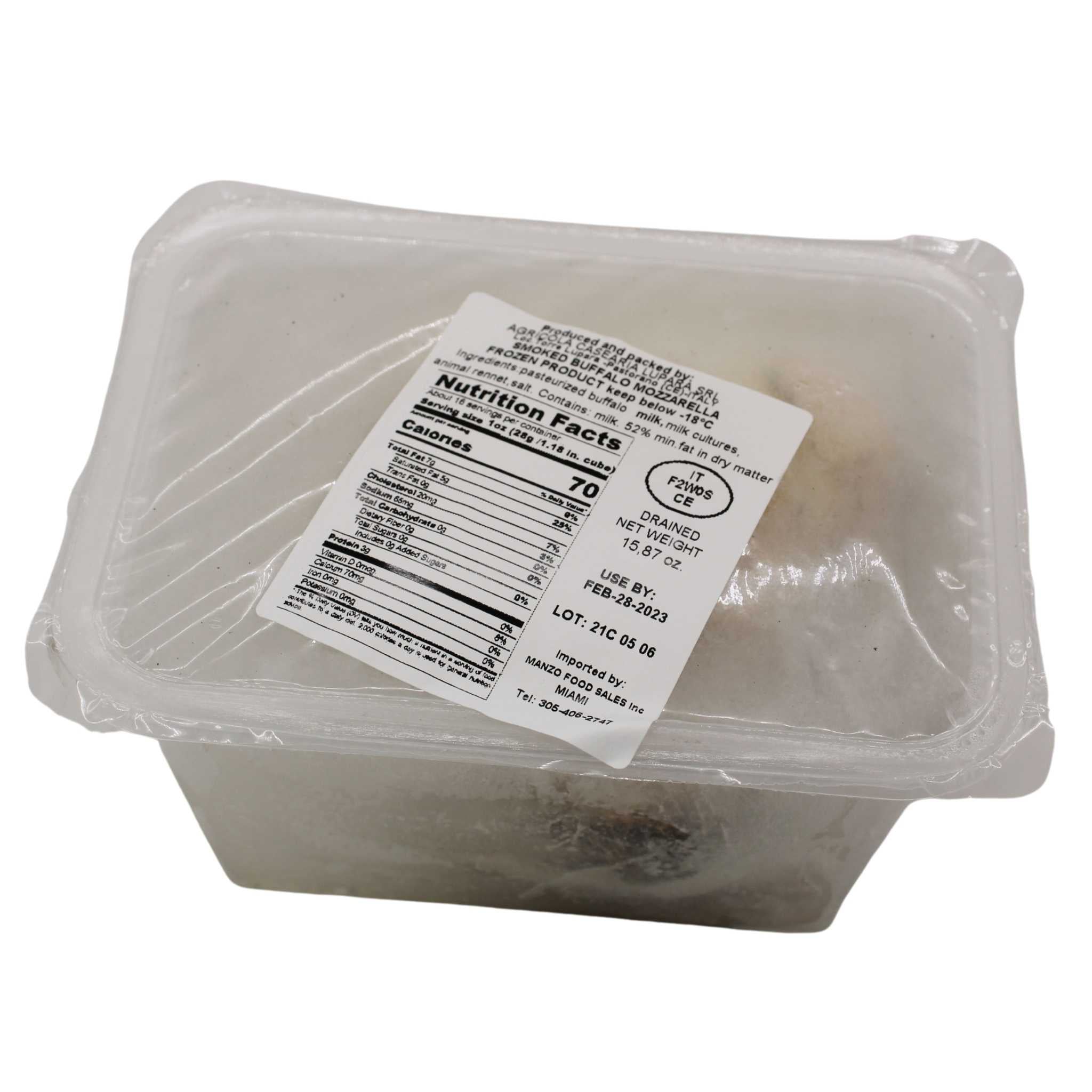 One container of Frozen Lupara Smoked Buffalo Mozzarella