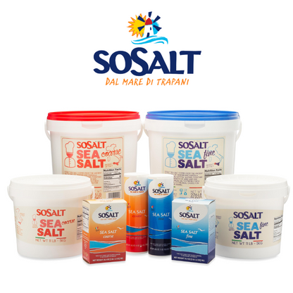 Coarse Natural Sea Salt, 4 pack x 1 kg (35.3 oz), SoSalt, Sicilian Sea Salt, Mediterranean Sea Salt, Kosher Sea Salt, Cooking, Grilling, Asado, Parilla, Steak, Trapani, Mediterranean, Sicily, Italy.