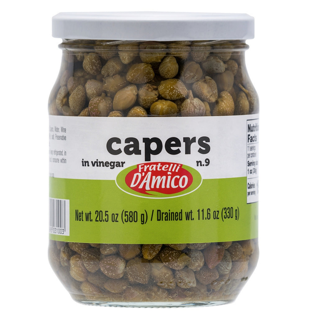 Fratelli D'Amico Capers in Vinegar, Pickles no 9, Net wt. 20.5oz (580g).
