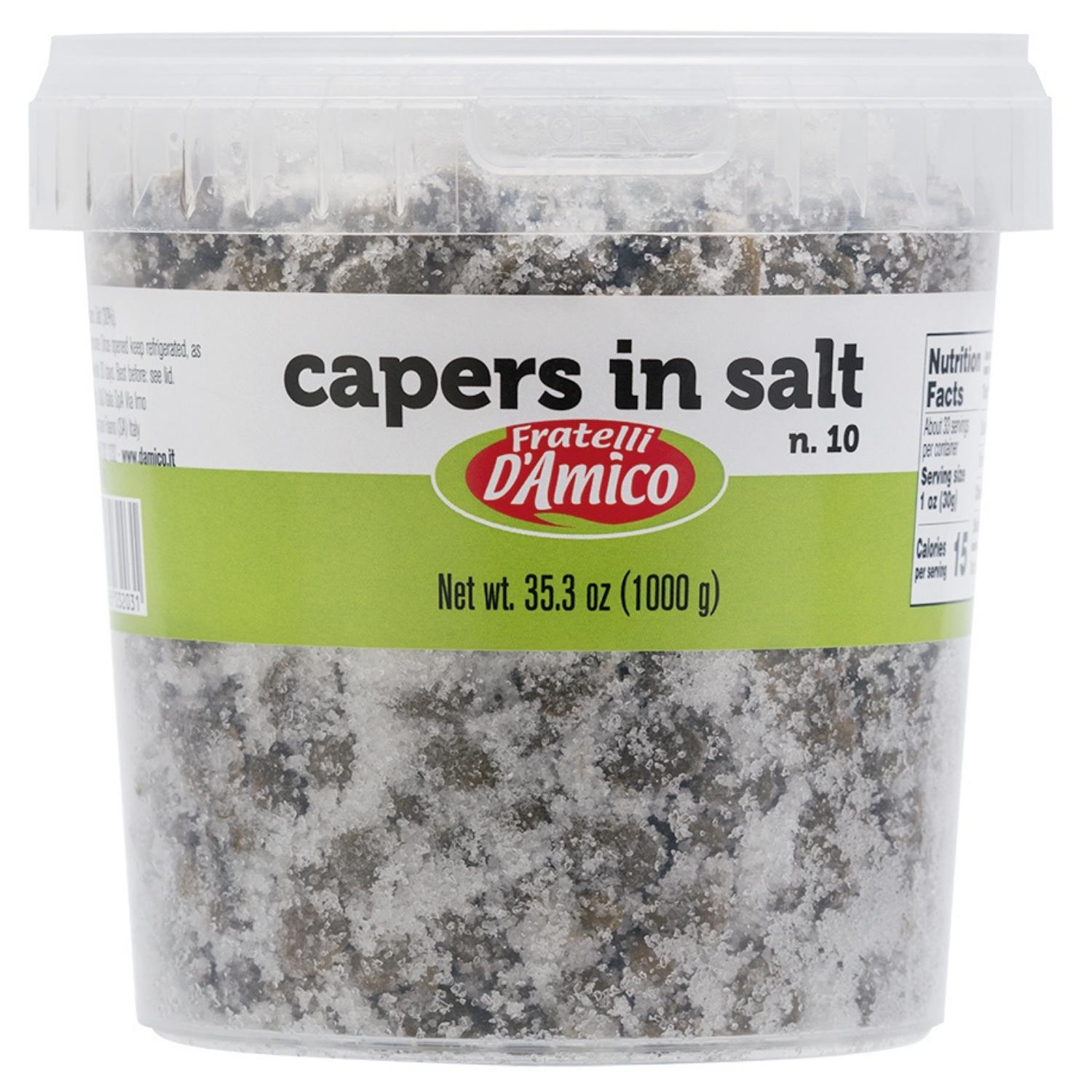 Fratelli D'Amico Capers in Salt n.10 Family Size, Net wt. 35.3oz (1000g)