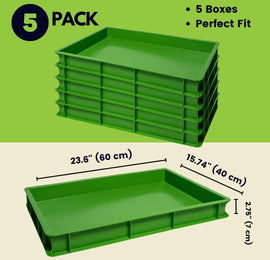 (5 Pack), Green, Dough Proofing Box (23.6 inch x 15.74 inch x 2.75 inch)